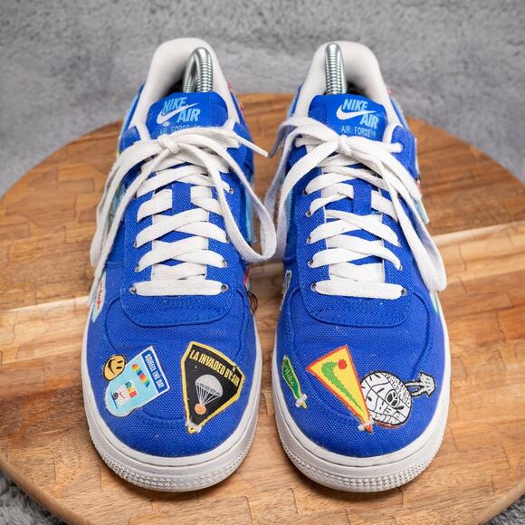 Nike Air Force 1 '07 Patched Up Los Angeles Sneakers Blue Men's 6.5 Womens 8 - Picture 2 of 10